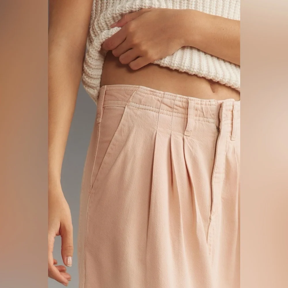 NWT Size 16 - Anthropologie Pilcro Slouchy Trouser Maxi Skirt in pale pink - Picture 4 of 16